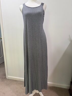 Classic Jersey material Blue Gray Sleeveless Halter Maxi Dress